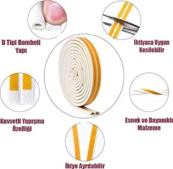 Contacall Bondit 2'li Kauçuk Kapı ve Pencere Izolasyon Bandı Fitili 1X2 2 MT Beyaz - Image 1