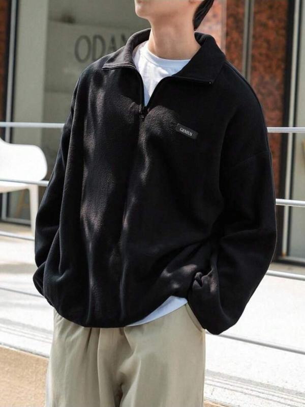 Genius Store Erkek Polar Oversize Sweatshirt Polar Sweatshirt Siyah M - Image 1