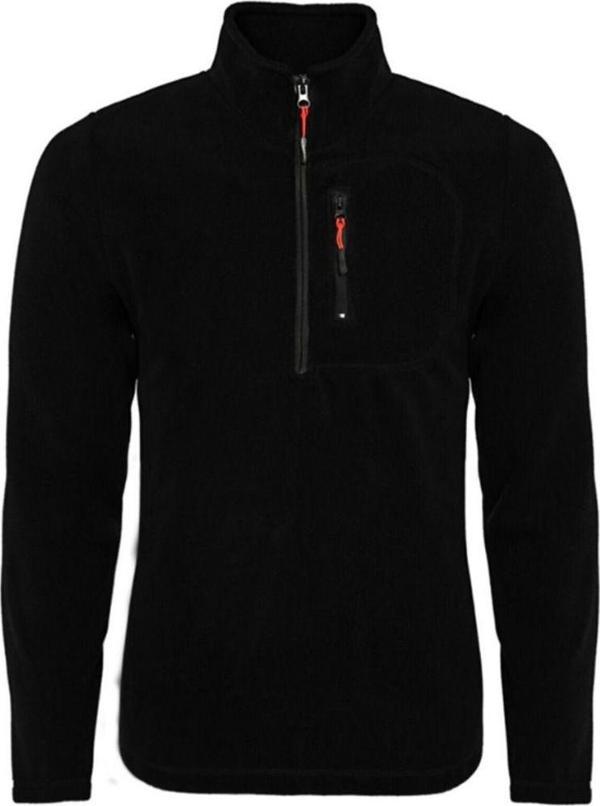Genius Store Erkek Polar Renkli Yarım Fermuarlı Cepli Tactical Flecee Siyah S - Image 1