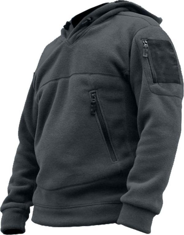 Genius Store Erkek Polar Outdoor Kapşonlu Kombat Tactical Cepli Polar Füme M - Image 1