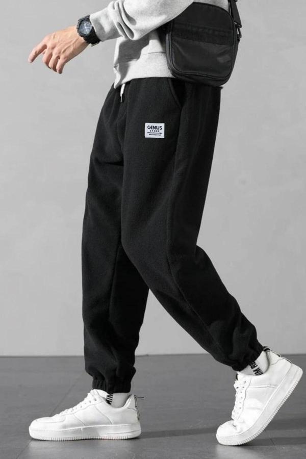 Genius Store Erkek Polar Kumaş Oversize Erkek Eşofman Altı Siyah Xl - Image 1