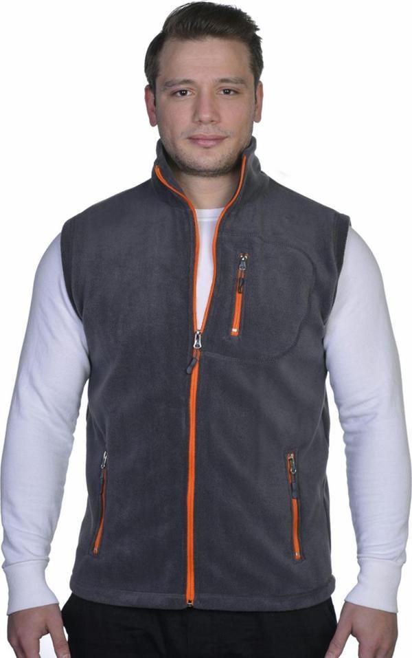 Genius Store Erkek Polar Yelek Tam Femuarlı Outdoor Spor Yelek 3 Cepli 8 Renk Füme M - Image 1