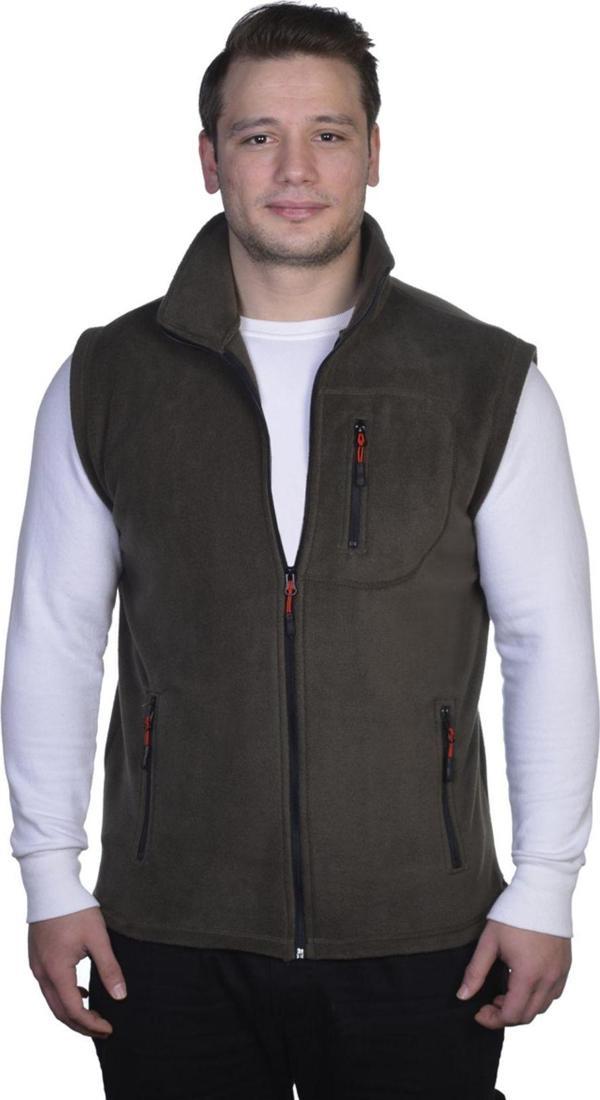 Genius Store Erkek Polar Yelek Tam Femuarlı Outdoor Spor Yelek 3 Cepli 8 Renk Haki S - Image 1
