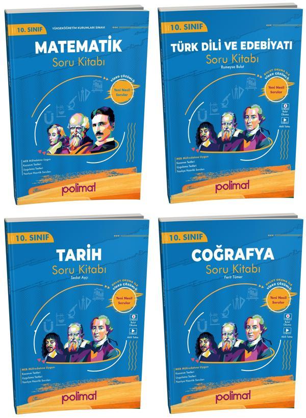Polimat 2025 10. Sınıf Matematik + Türk Dili + Tarih + Coğrafya Soru Seti 4 Kitap - Polimat Yayınları - Image 1