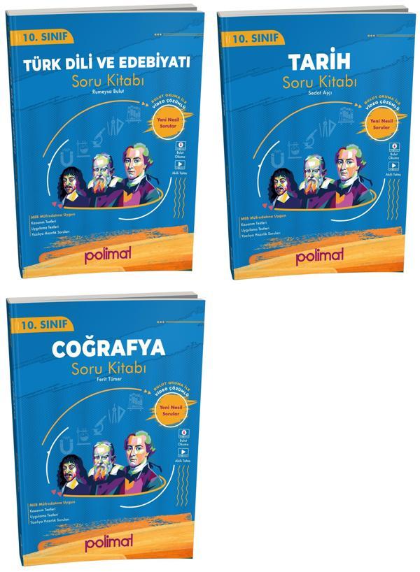 Polimat 2025 10. Sınıf Türk Dili + Tarih + Coğrafya Soru Seti 3 Kitap - Polimat Yayınları - Image 1