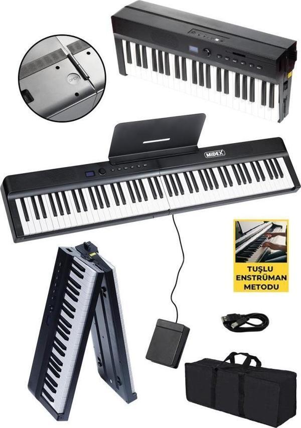 Midex PLX-120BK Yüksek Kaliteli Katlanır Taşınabilir Dijital Piyano - Image 1