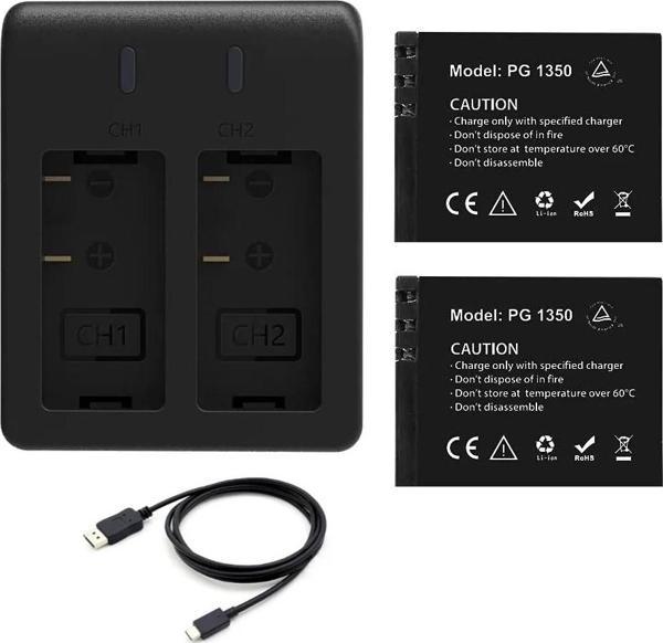 Akaso Brave 7 Aksiyon Kamera Bataryası 2 Batarya + 2'li Şarj Adaptörü - Image 1