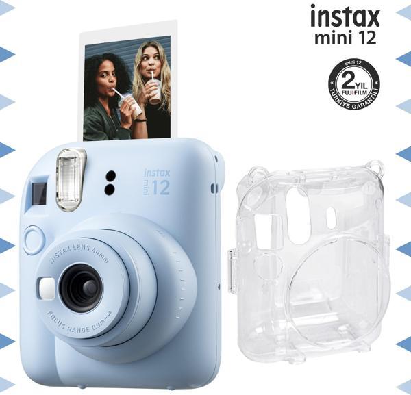 Instax mini 12 Mavi Fotoğraf Makinesi ve Şeffaf Kılıf Seti - Image 1
