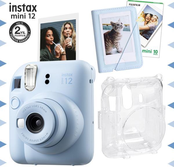 Instax mini 12 Mavi Fotoğraf Makinesi-10'lu Film-Mini Albüm ve Şeffaf Kılıf Seti - Image 1