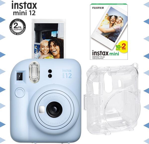 Instax mini 12 Mavi Fotoğraf Makinesi-20'li Film ve Şeffaf Kılıf Seti - Image 1