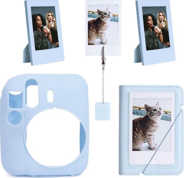 Instax mini 12 Mavi Slikon Kılıf Mini 28'li Albüm ve Fotoğraf Çerçeveleri Aksesuar Seti - Image 1