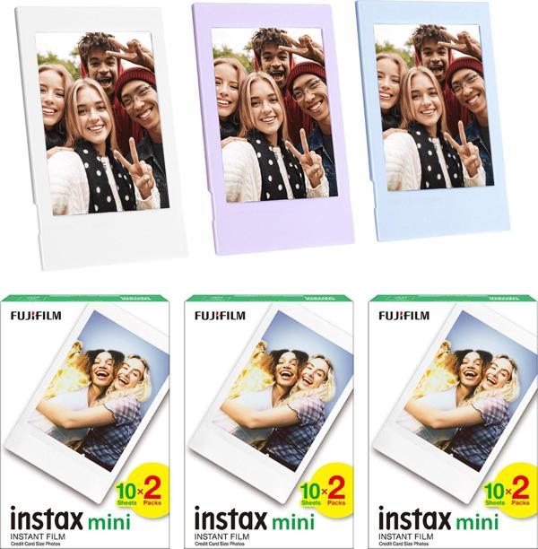 Instax mini 60'lı Film Lila Mavi ve Beyaz 3 Fotoğraf Çerçevesi - Image 1