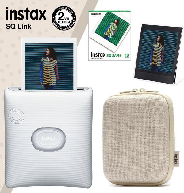 Instax SQ Link Beyaz Yazıcı 10lu Square Film Kılıf ve Pleksi Çerçeve - Image 1