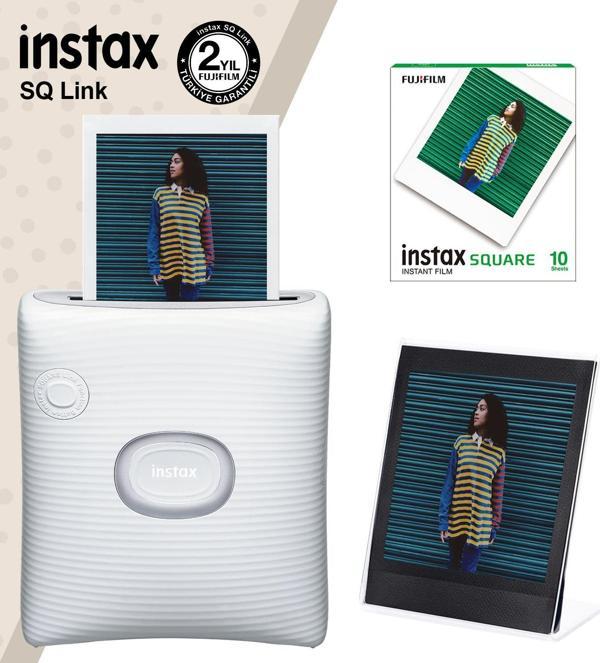 Instax SQ Link Beyaz Yazıcı 10lu Square Film ve Pleksi Çerçeve - Image 1