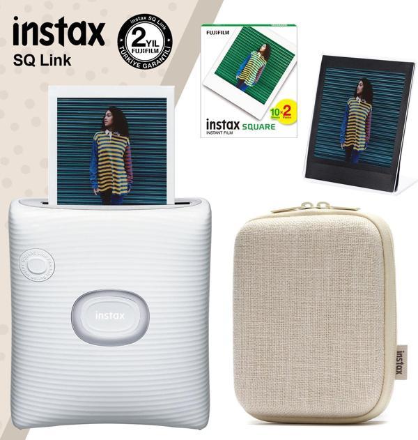 Instax SQ Link Beyaz Yazıcı 20li Square Film Kılıf ve Pleksi Çerçeve - Image 1
