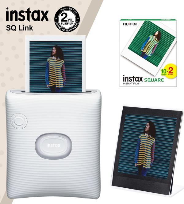 Instax SQ Link Beyaz Yazıcı 20li Square Film ve Pleksi Çerçeve - Image 1