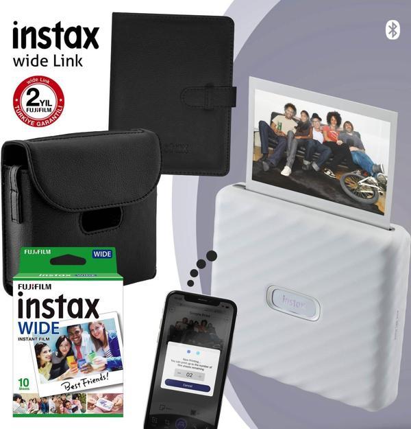 Instax Wide Link Beyaz Akıllı Telefon Yazıcısı ve Hediye Seti 2 - Image 1