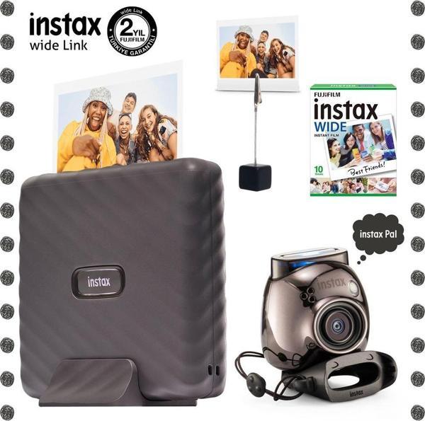 Instax Wide Link Gri Akıllı Telefon Yazıcısı ve Pal Metal Siyah Dijital Kamera Seti - Image 1
