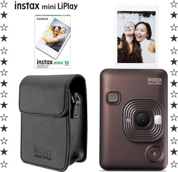 Instax mini LiPlay Hybrid Deep Bronze Fotoğraf Makinesi 10'lu Film ve Deri Kılıf Hediye Seti - Image 1