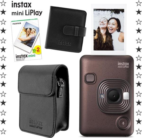 Instax mini LiPlay Hybrid Deep Bronze Fotoğraf Makinesi 20'li Film Albüm ve Deri Kılıf Hediye Seti - Image 1