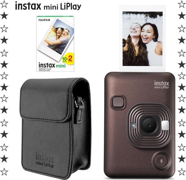 Instax mini LiPlay Hybrid Deep Bronze Fotoğraf Makinesi 20'li Film ve Deri Kılıf Hediye Seti - Image 1