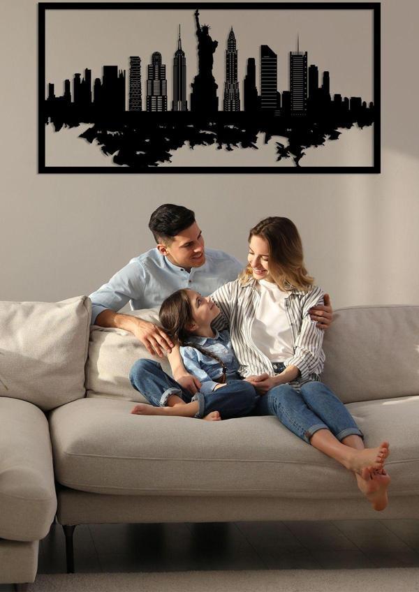 Dekadron New York Manzarası Metal Duvar Dekoru - Image 1