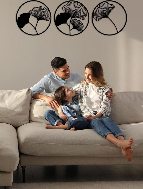 Dekadron Yapraklar 3'lü Set Metal Duvar Dekoru - Image 1