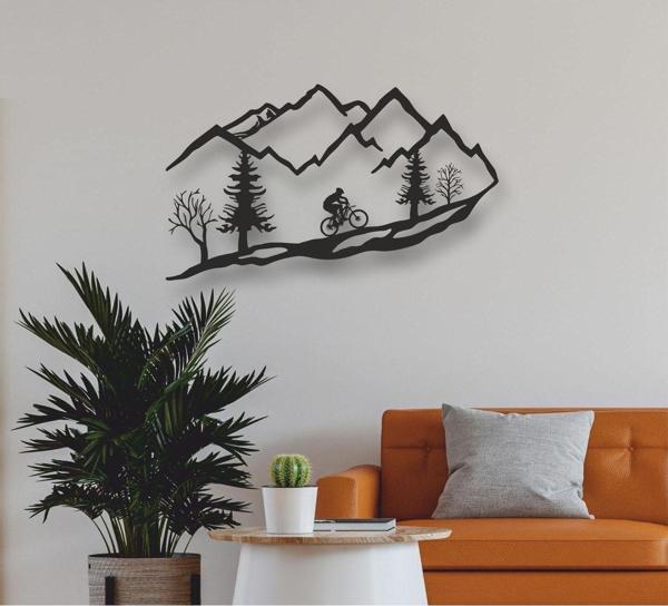 Dekadron Dağ Bisikletçisi Metal Duvar Dekoru - Image 1