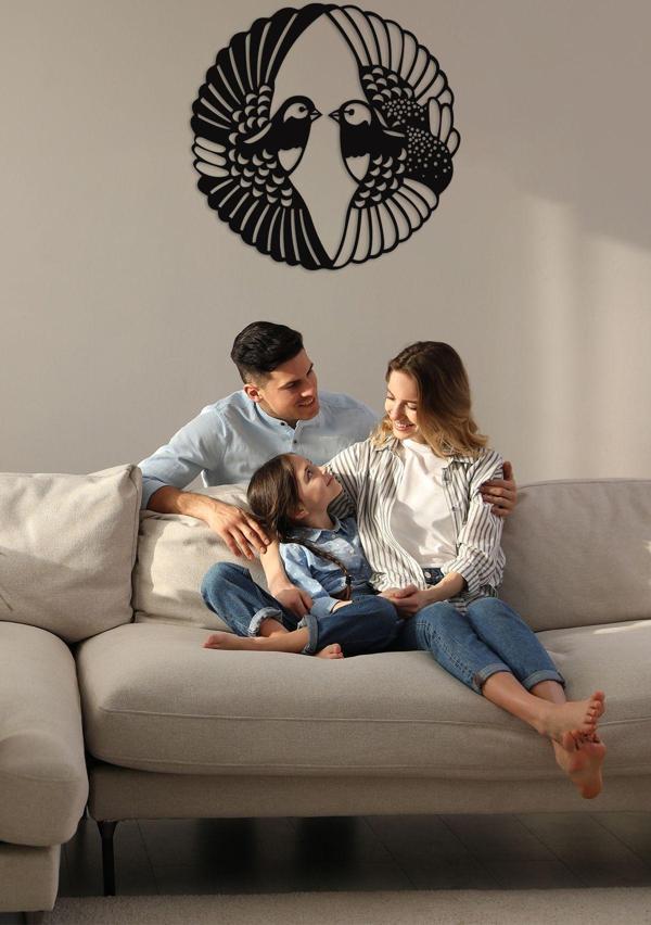 Dekadron Aşk Kuşları Metal Duvar Dekoru - Image 1