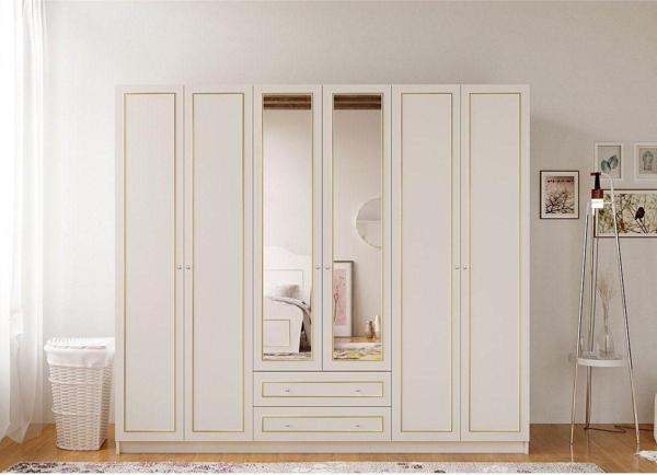 Rabi Gold Country Aynalı 6 Kapak 2 Çekmeceli Gardırop Dolap - Image 1