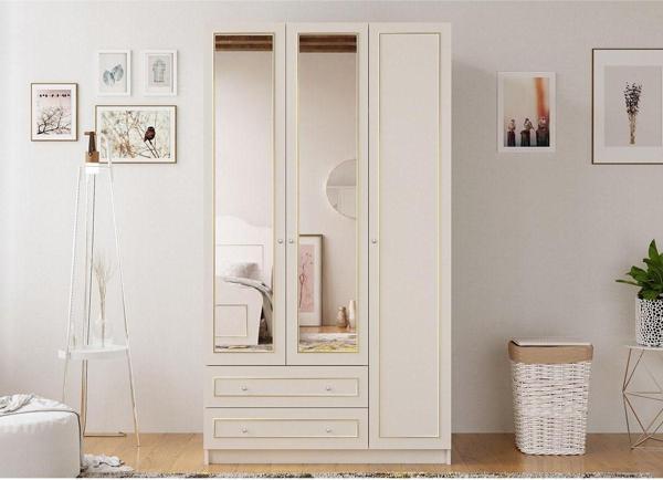 Rabi Gold Country Camlı 3 Kapak 2 Çekmeceli Gardırop - Image 1