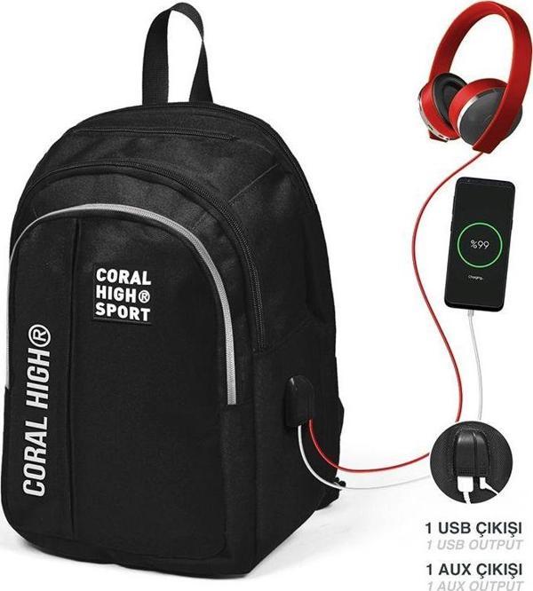 Yaygan 23241 Coral Hıgh Sırt Çantası Usb+Aux Soketli - Image 1