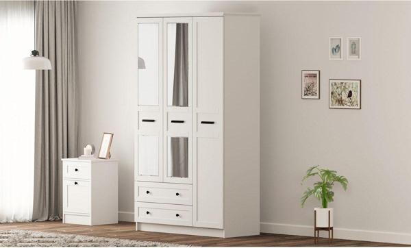 Rabi Rumy-S1 Country 3 Kapak 2 Çekmeceli Aynalı Gardırop - Image 1