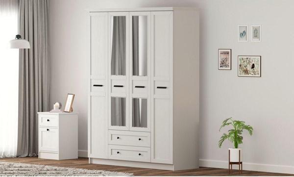 Rabi Rumy-S1 Country 4 Kapak 2 Çekmeceli Aynalı Gardırop - Image 1