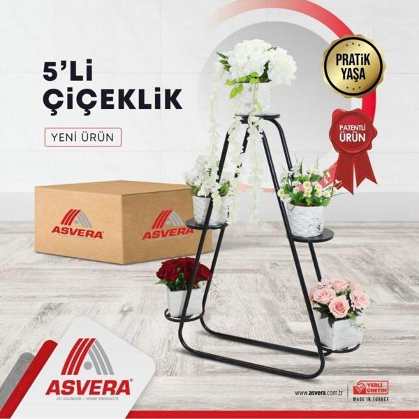 ASVERA 5'li Metal Portatif Çiçeklikleri -  Çiçek Standı - Image 1