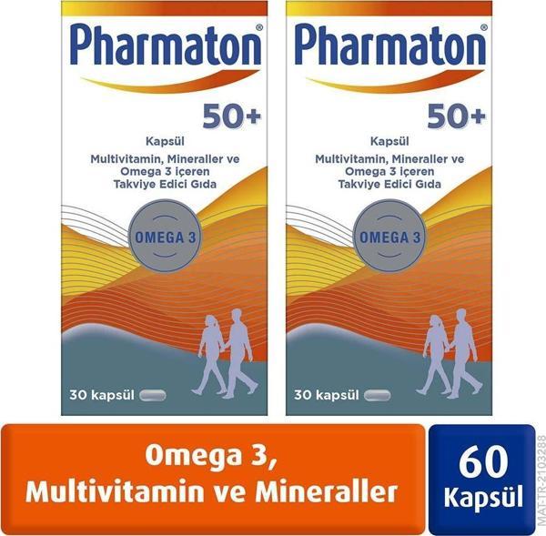 Pharmaton 50 Plus 30 Kapsül Omega 3, Multivitamin ve Mineraller 2'li Avantaj Paketi - Image 1