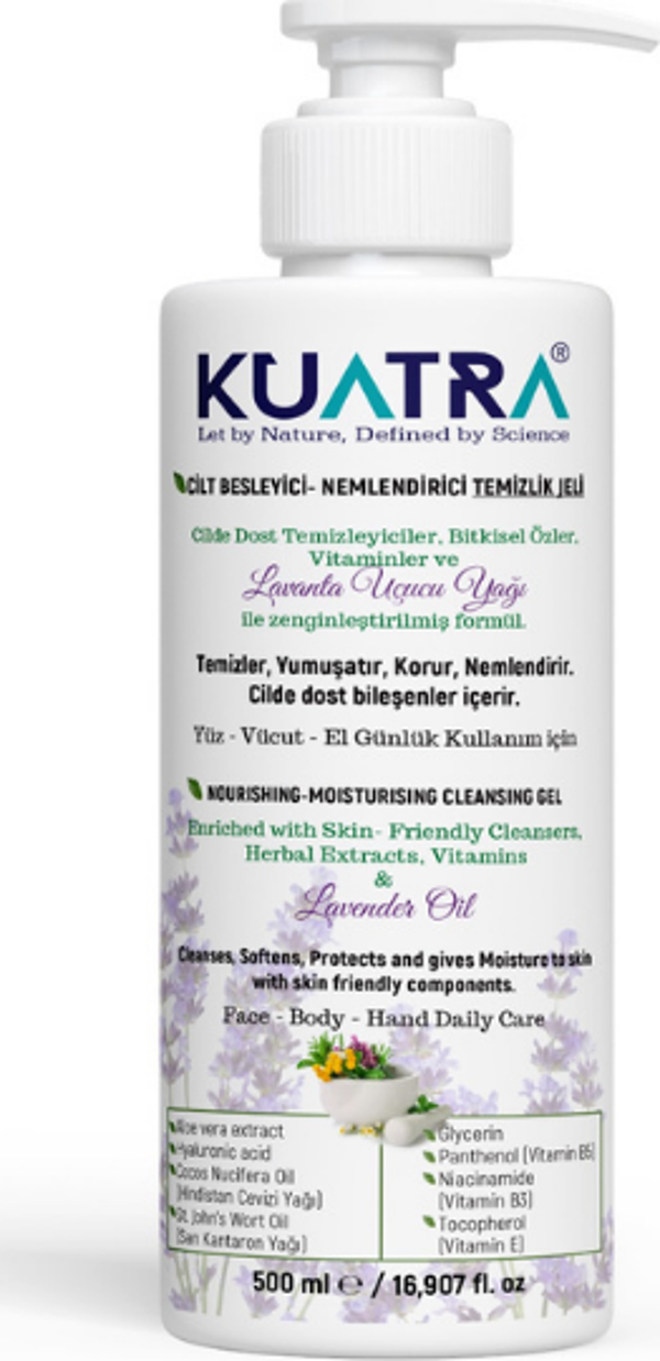 Kuatra Nemlendirici Besleyici Temizlik Jeli (Tıbbi Lavanta (Lavandula Angustifolia) uçucu yağı içeren) 500ml - Image 1