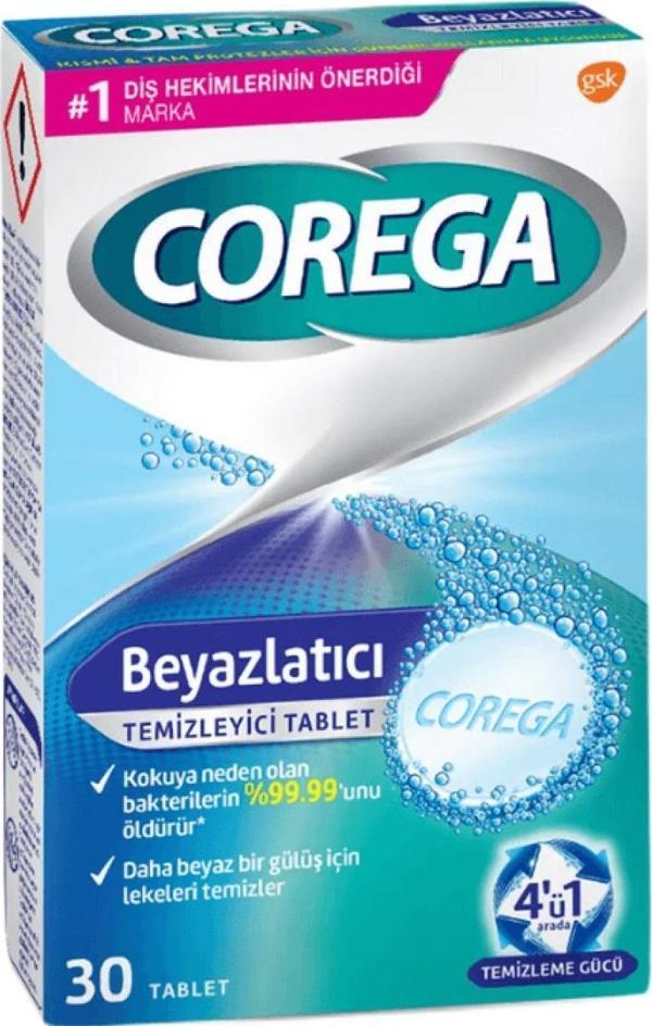 Corega Diş Protezi Beyazlatıcı Temizleyici 30 Tablet - Image 1