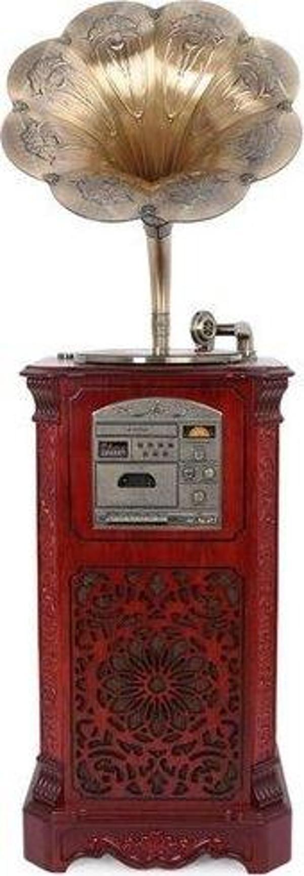 Crown Well Gramofon Standlı Vişne Rengi Pikap C0997 - Image 1