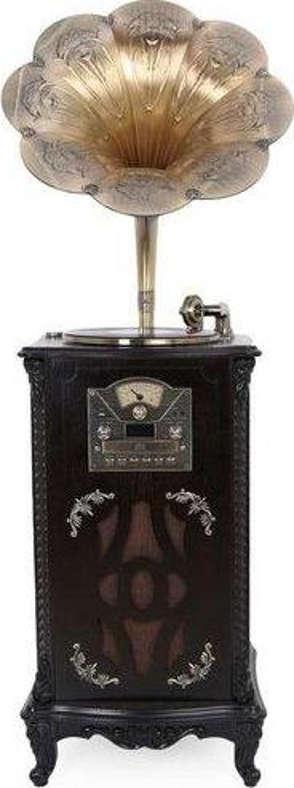 Crown Well Gramofon Standlı Koyu Ceviz Pikap C0998 - Image 1