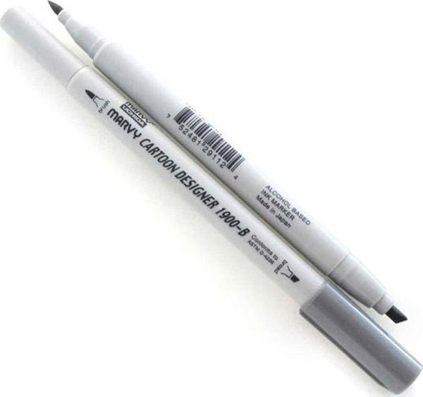 Marvy 1900-S/12 Grey Çift Uçlu Grafik Kalemi - Image 1