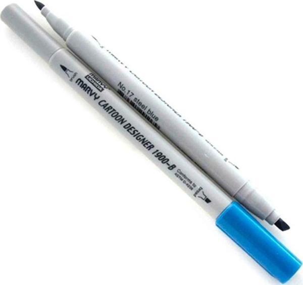 Marvy 1900-S/17 Steel Blue Çift Uçlu Grafik Kalemi - Image 1