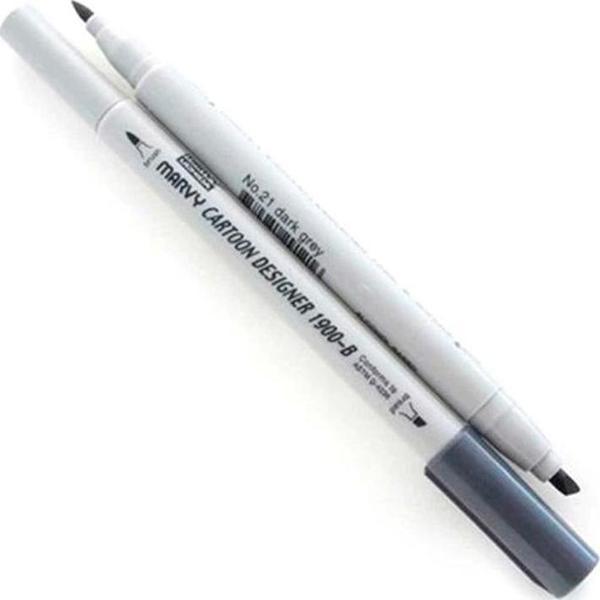 Marvy 1900-S/21 Dark Grey Çift Uçlu Grafik Kalemi - Image 1