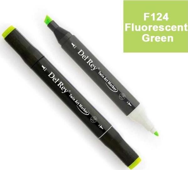 Del Rey Twın Marker F124 Fluorescent Green Çift Uçlu Grafik Kalemi Mn-Dr124 - Image 1