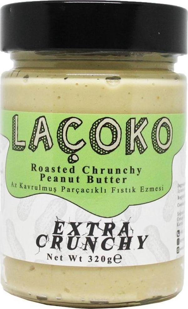 Laçoko 320 Gram Şekersiz, Katkısız, Glutensiz, Vegan Az Kavrulmuş (Çiğ) Parçacıklı Fıstık Ezmesi - Image 1
