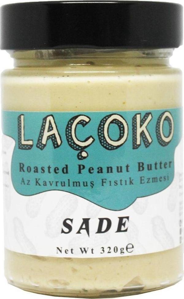 Laçoko 320 Gram Şekersiz, Katkısız, Glutensiz, Vegan, Doğal Az Kavrulmuş (Çiğ) Yer Fıstığı Ezmesi - Image 1