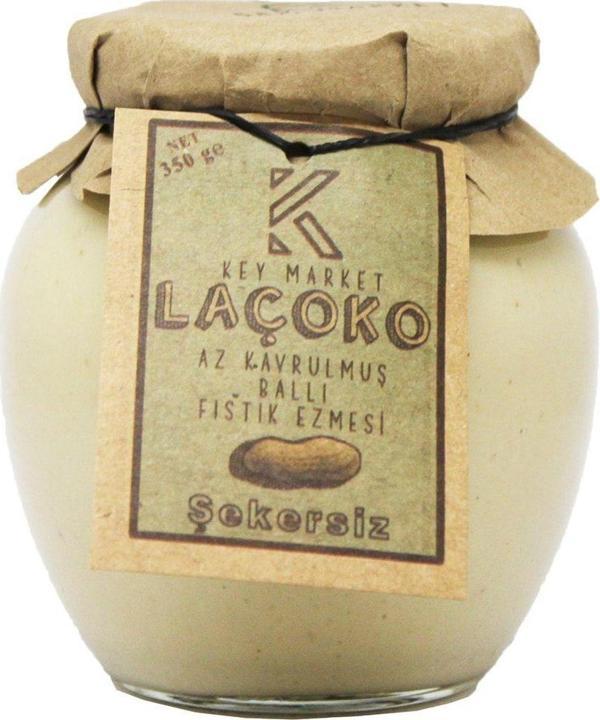 Laçoko 350 Gram Şekersiz, Katkısız, Glutensiz, Az Kavrulmuş (Çiğ) Ballı Yer Fıstığı Ezmesi - Image 1