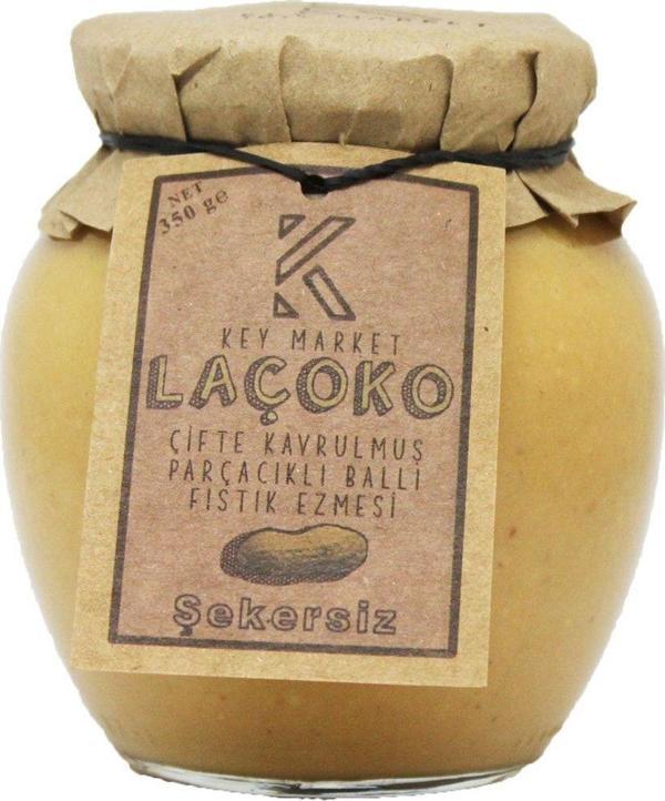 Laçoko 350 Gram Şekersiz, Katkısız, Glutensiz, Çifte Kavrulmuş Parçacıklı Ballı Fıstık Ezmesi - Image 1