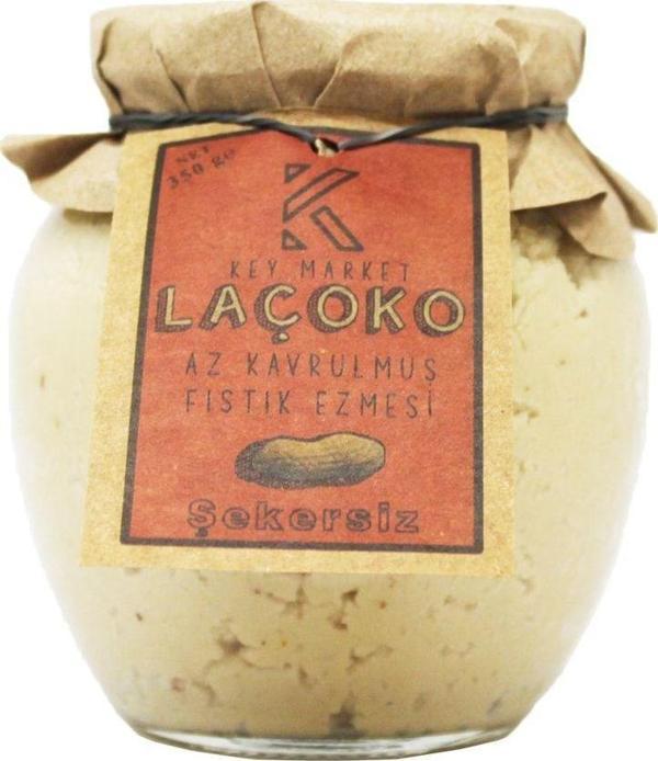 Laçoko 350 Gram Şekersiz, Katkısız, Glutensiz, Vegan, Doğal Az Kavrulmuş (Çiğ) Yer Fıstığı Ezmesi - Image 1