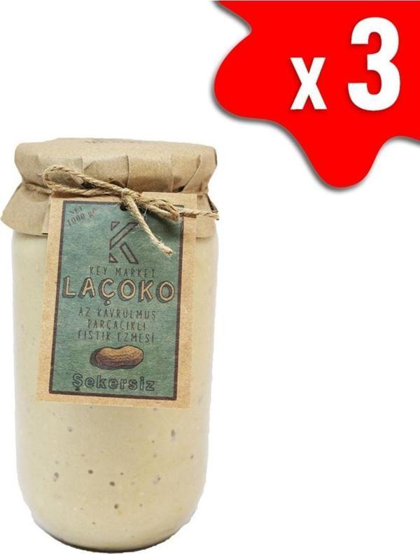 Laçoko 3Kg Şekersiz, Katkısız, Glutensiz, Vegan, Doğal Az Kavrulmuş (Çiğ) Parçacıklı Fıstık Ezmesi - Image 1
